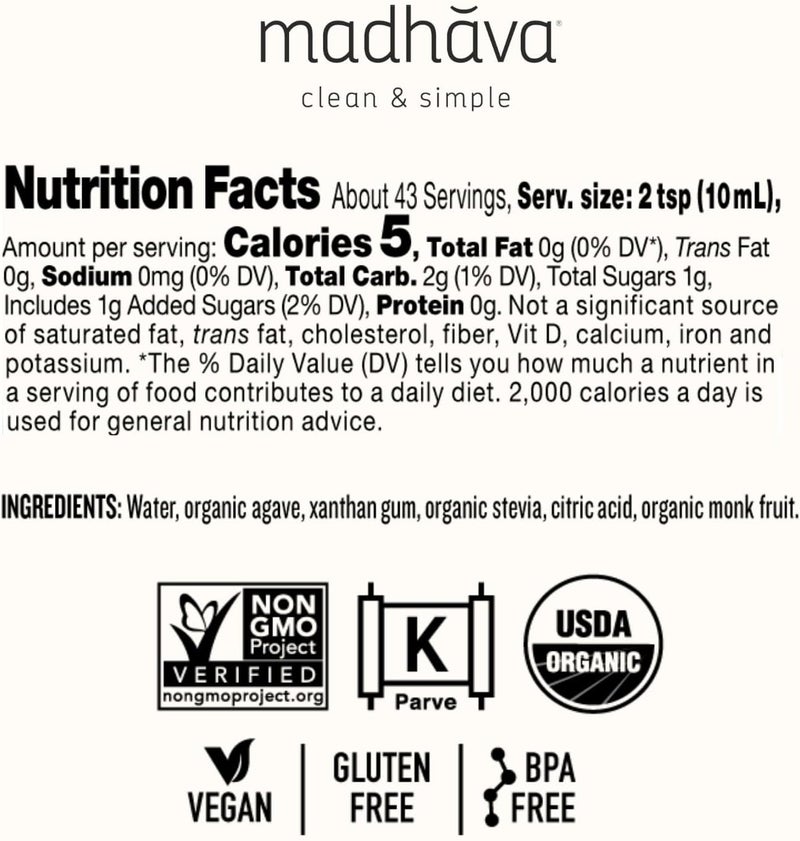 Madhava Organic Agave Five Low-Glycemic Sweetener - Image 2